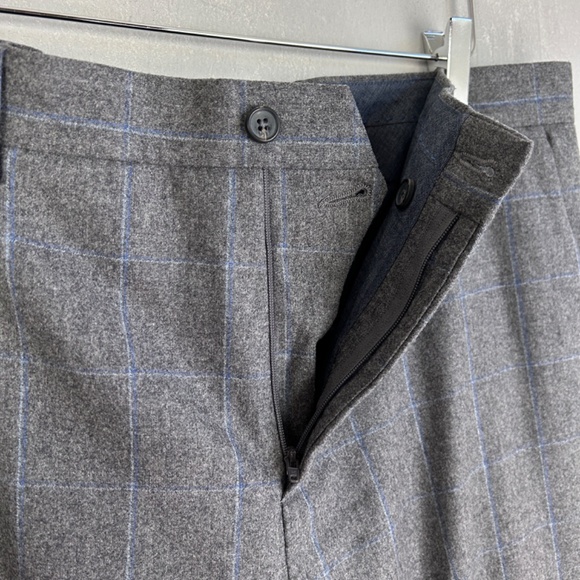 Saks Fifth Avenue men’s size 36 x 31 wool dress pants slim leg gray blue plaid - Picture 10 of 15